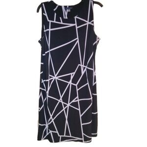 Tommy Hilfiger Sz 12 Modern Dress Sleeveless Abstract Geometric Minimalist Black